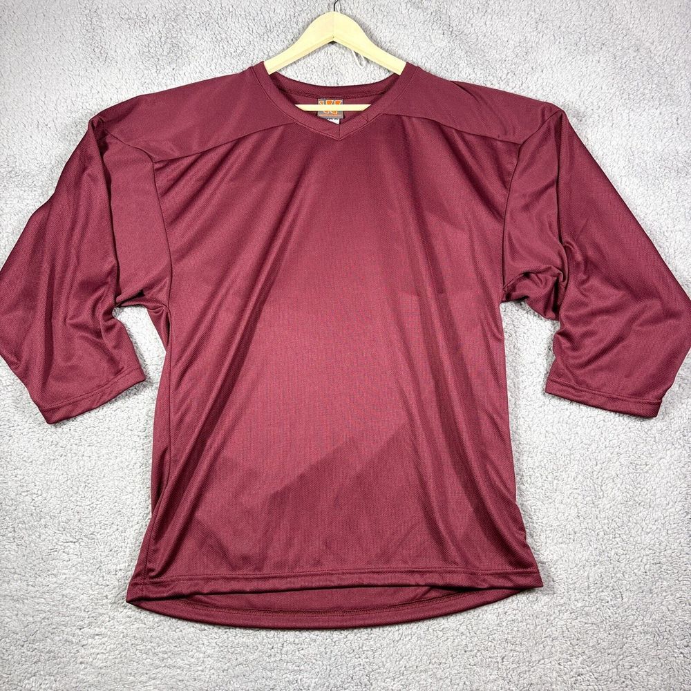 Warrior T-Shirt Men's Small Red Polyester V Neck‎ Jersey Long Sleeves Oversized